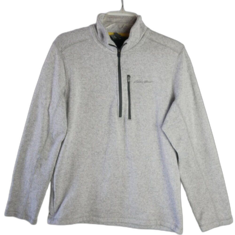 Eddie Bauer Sweater Mens Size M Long Sleeve 1/4 Zip Pullover Gray Fleece Casual